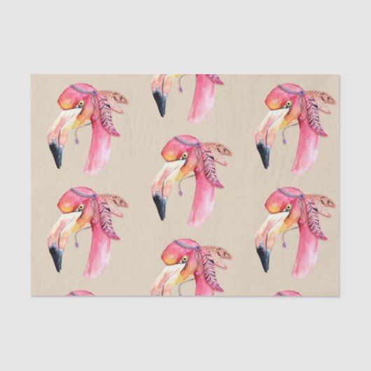 Boho Fiona Flamingo Tissue Paper Tissuepapier (Voorkant)
