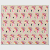 Boho Fiona Flamingo Wrapping Paper Cadeaupapier (Vlak)