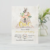 Boho First Birthday Invitation Kaart (Staand voorkant)