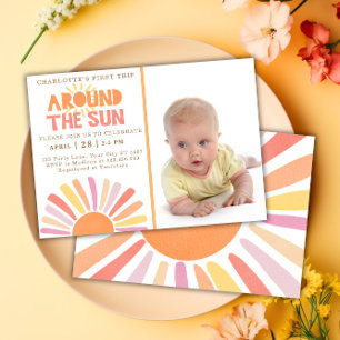 Boho first reis rond de foto van de eerste zondag kaart