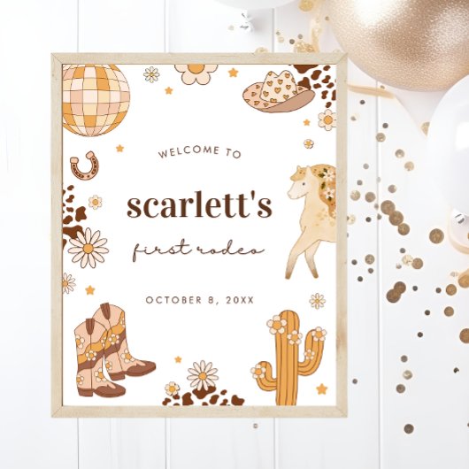 Boho First Rodeo Cowgirl Affiche de bienvenue d'an