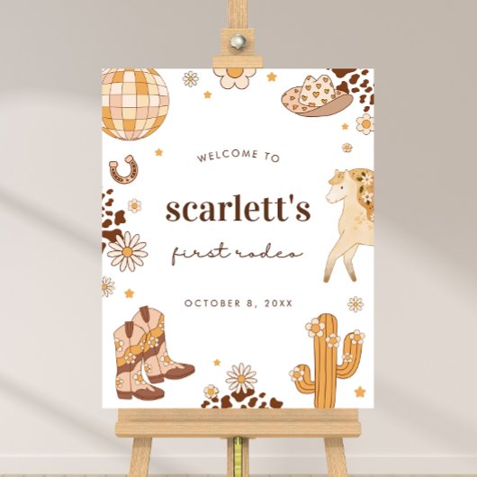 Boho First Rodeo Cowgirl Affiche de bienvenue d'an