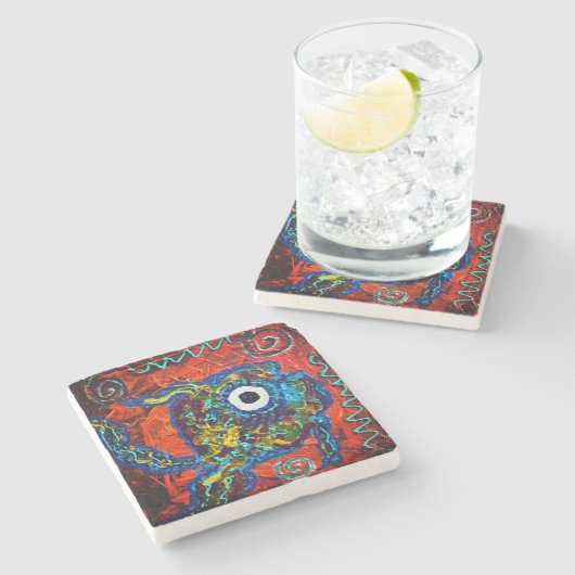 Boho Fish Stone Coaster Stenen Onderzetter (Zijkant)
