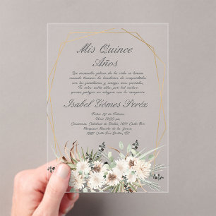 Boho flacrylique Quinceanera invitation