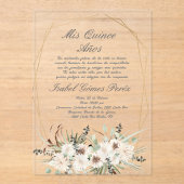 Boho flacrylique Quinceanera invitation (Recto)