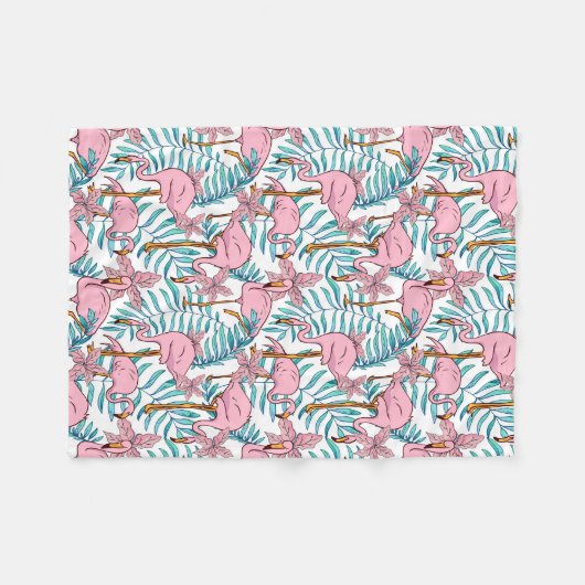 Boho Flamingo Fleece Deken (Voorkant (Horizontaal))