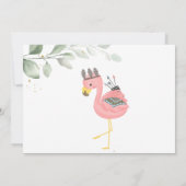 Boho Flamingo Leaves Baby shower Invitation Kaart (Achterkant)