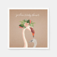 Boho Flamingo Mama + Chick Baby shower servetten