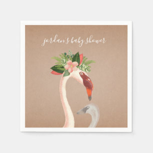 Boho Flamingo Mama + Chick Baby shower servetten