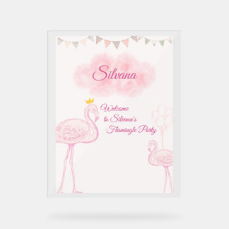 Boho Flamingo Verjaardagsuitnodiging, Whimsical Pr Acryl Bord