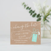 Boho fles message kraft script verandering datum aankondigingskaart (Staand voorkant)