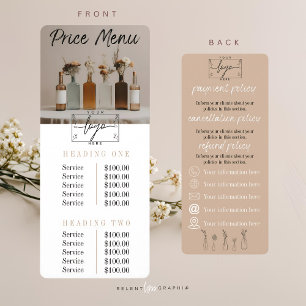 Boho-flessen Bloemen Menu Prijs en beleid