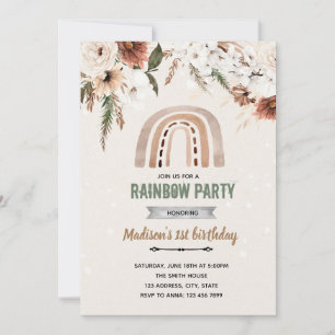 Boho fleur arc-en-ciel invitation douche