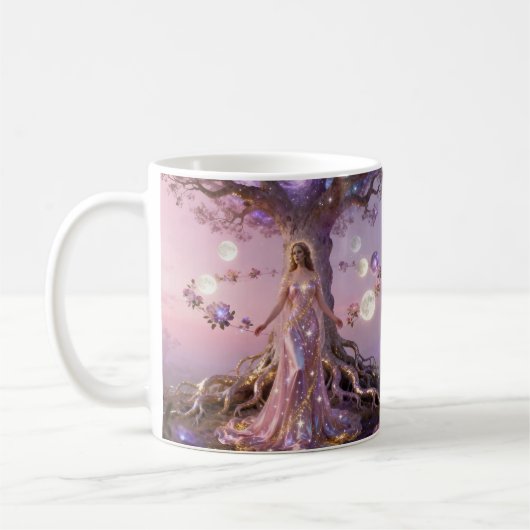 Boho Fleur Cosmique Rose Tasses à Café Femmes Éthé (Gauche)