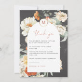Boho Fleur Dark | Carte de remerciement de table d (Devant)