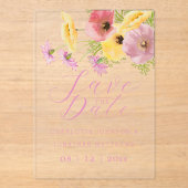 Boho Fleur de Printemps Rose Faire-Part de Mariage (Recto)