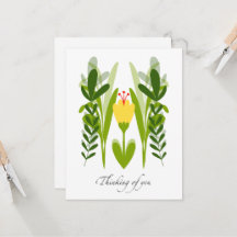 Boho Fleur Jaune et verdure Penser à votre carte