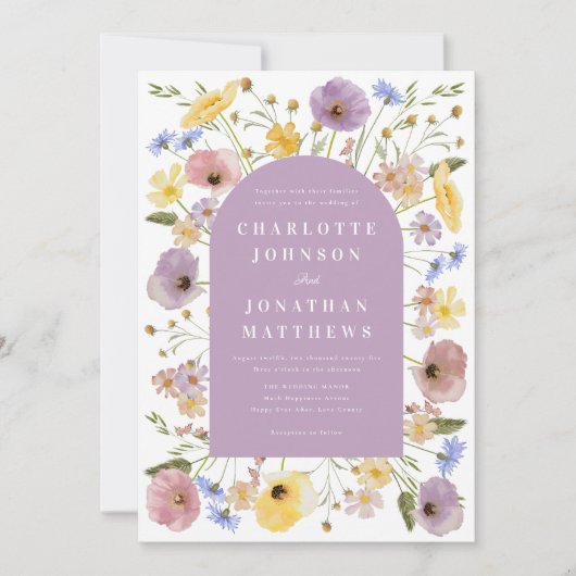 Boho Fleur sauvage Arch Spring Mariage Invitation (Devant)