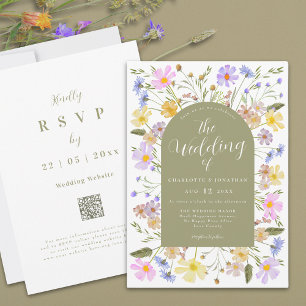 Boho Fleur sauvage Arch Spring Mariage Invitation