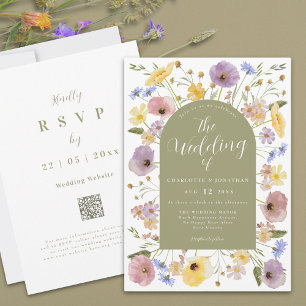 Boho Fleur sauvage Arch Spring Mariage Invitation
