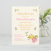 Boho Fleur sauvage Baby Girl Douche Invitation (Debout devant)