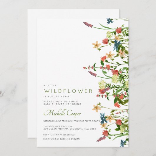 Boho Fleur sauvage Baby shower Invitation (Devant / Derrière)