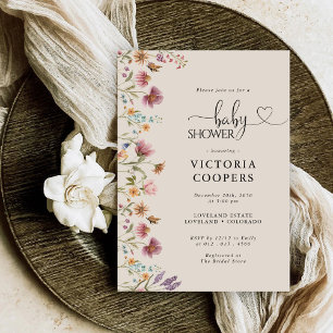 Boho Fleur sauvage Baby shower Invitation