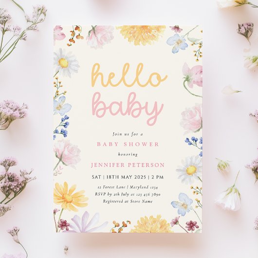 Boho Fleur sauvage Baby shower Invitation