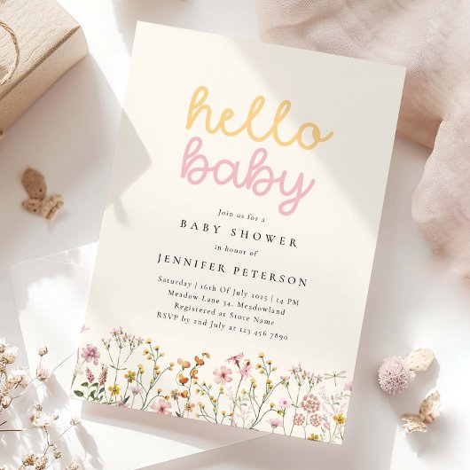 Boho Fleur sauvage Baby shower Invitation