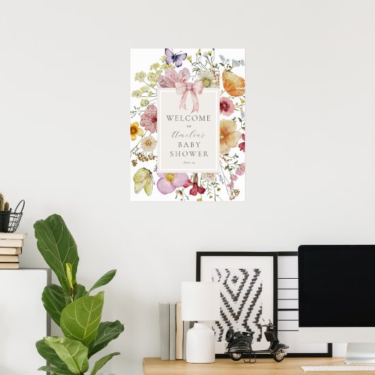 Boho Fleur sauvage bébé fille douche Affiche de bi (Bureau à domicile)