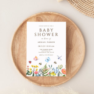 Boho Fleur sauvage Bee Baby shower Invitation