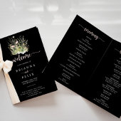 Boho Fleur sauvage Black Folded Wedding Programme