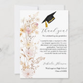 Boho Fleur sauvage Carte de remerciements de gradu (Devant)