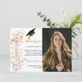 Boho Fleur sauvage Carte de remerciements de gradu (Debout devant)