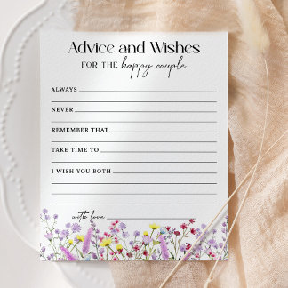 Boho Fleur sauvage Conseils et souhaits carte de d