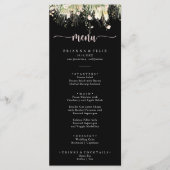 Boho Fleur sauvage de verdure Menu du dîner noir (Devant)