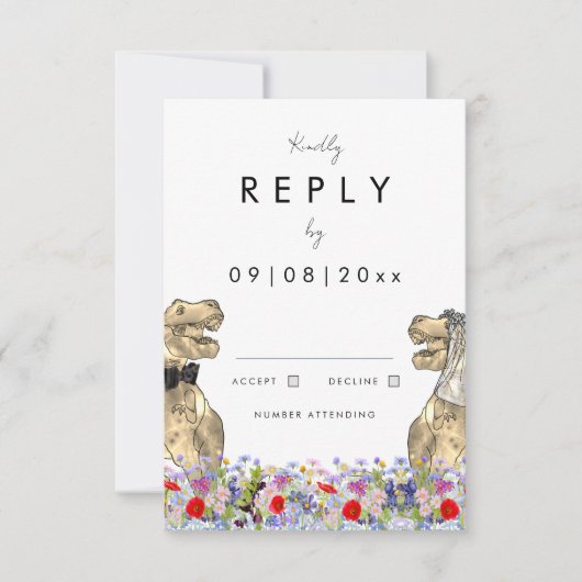 Boho Fleur sauvage Dinosaur Thème Mariage Réponse (Devant)
