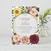 Boho Fleur sauvage Faire-part de mariage Automne (Debout devant)