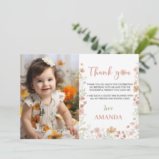 Boho Fleur sauvage fête d'anniversaire Carte de re (Debout devant)