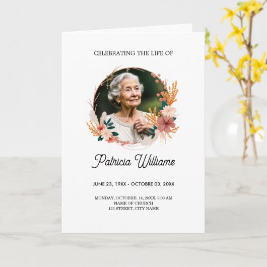 Boho Fleur sauvage Funeral Memorial Programme (Fleur jaune)