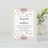 Boho Fleur sauvage Garden Invitation de mariage (Debout devant)