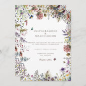 Boho Fleur sauvage Jardin Blanc Faire-part de mari (Devant / Derrière)