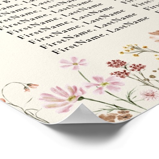 Boho Fleur sauvage Jardin Mariage Tableau de siège (Coin)