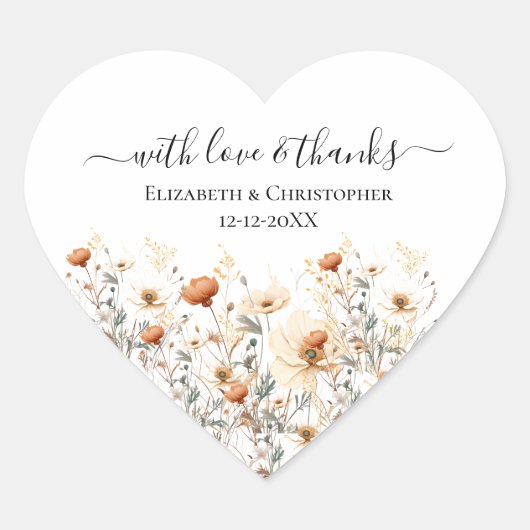 Boho Fleur sauvage Mariage Beige Favoriser Sticker (Devant)