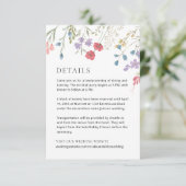 Boho Fleur sauvage Mariage Détails Carte de boîtie (Debout devant)
