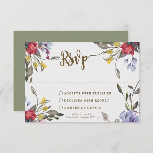 boho fleur sauvage mariage douche nuptiale carte r (Devant / Derrière)