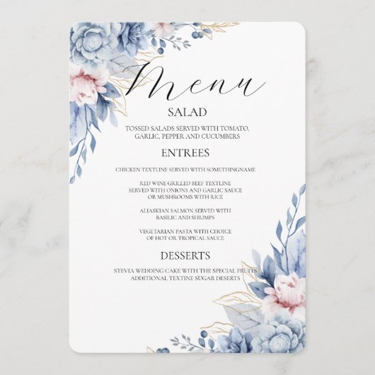 Boho Fleur sauvage Mariage Menu Invitation (Devant)