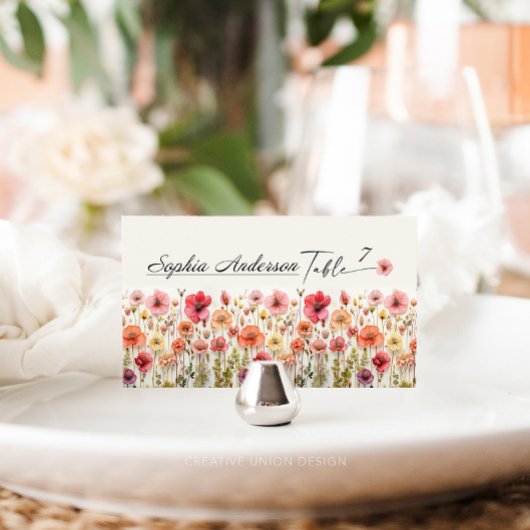 Boho Fleur sauvage Mariage Plat Place Cartes