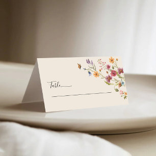 Boho Fleur sauvage Mariage plié Cartes de Place