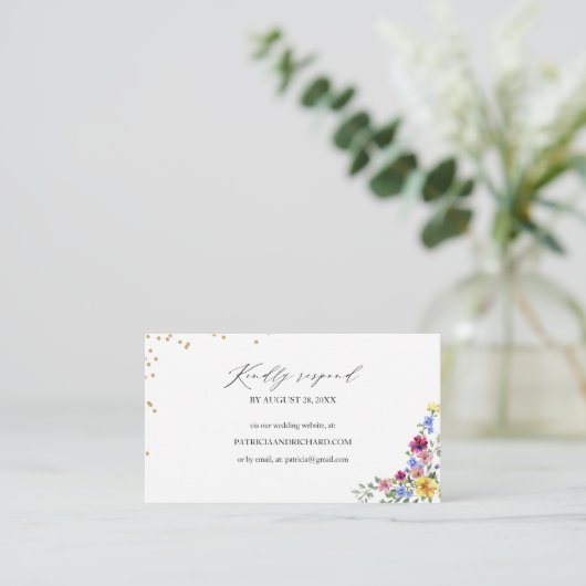 Boho Fleur sauvage Mariage site Web en ligne carte (Debout devant)